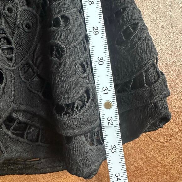 Showpo Black Lace Mock Neck Bare Midriff Puff Sleeve Ruffled Hem Mini Dress - Picture 9 of 9